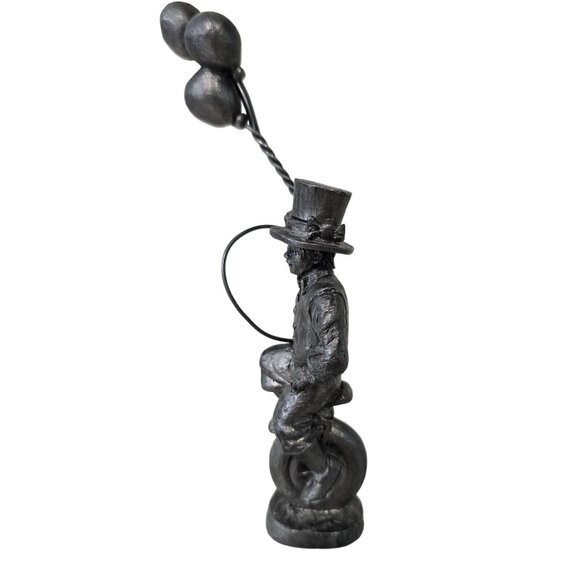 Vintage michael ricker Pewter Circus Clown Figurine On Unicycle With Balloons - Picture 3 of 8